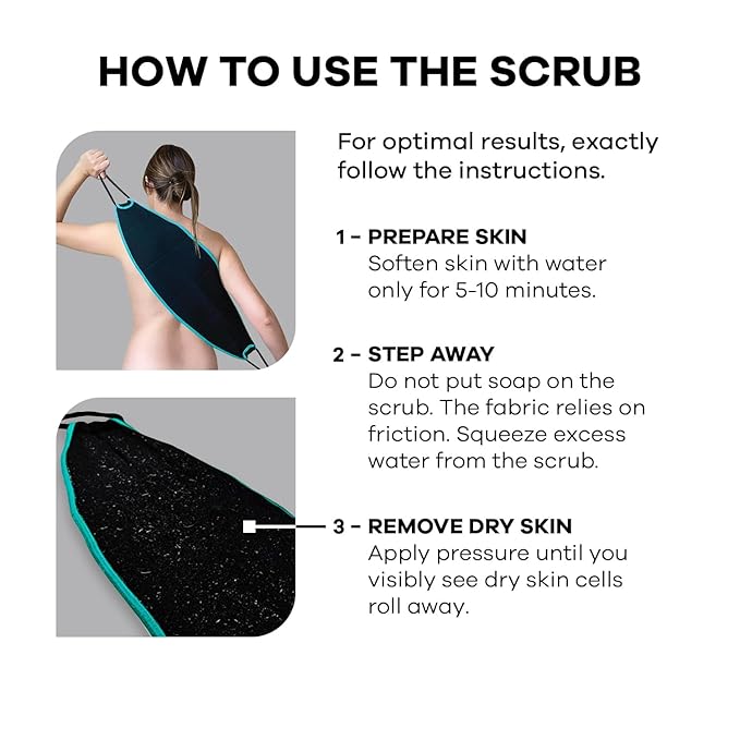 Dermasuri - Deep Exfoliating Body Mitt & Back Scrub Bundle - Bath & Shower Body Scrubs - Cleansing & Full Body Exfoliation - Spa Exfoliator Glove - Dry Skin Care Treatment for Women & Men