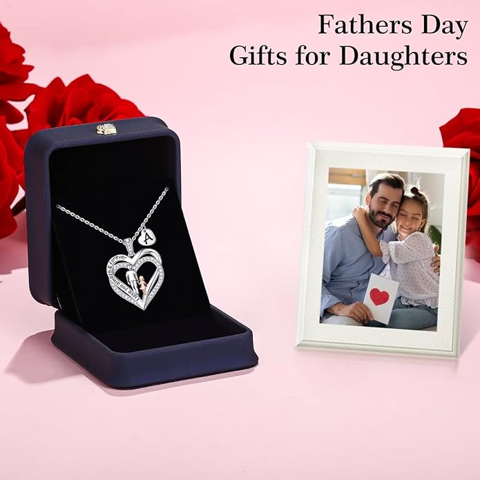 Iefil To My Daughter Necklace, Daughter Gifts, Sterling Silver Heart Initial Necklaces for Women