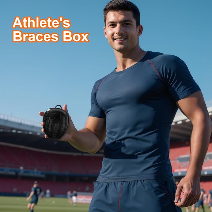 BVN Mouthguard Case Sports, Adult & Youth Sizes Universal Storage for Mouthguard, with Silicone Lanyard, Black+Carbon Fiber Coating.