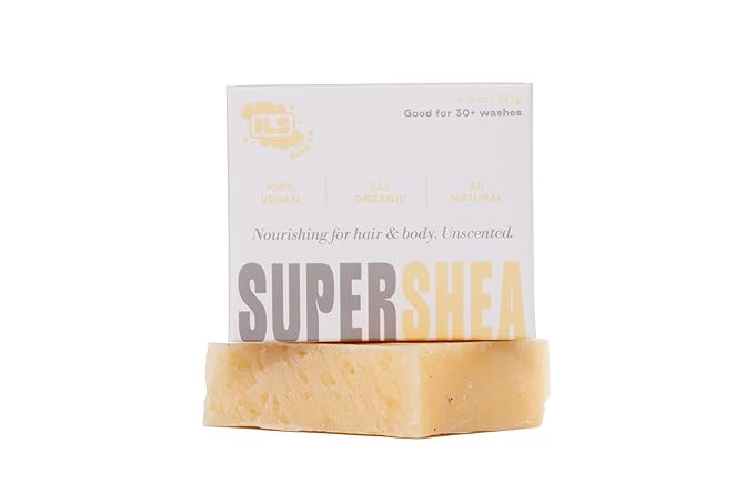 ILS Soap co - Super Shea (Unscented Olive Oil and Shea Butter) All Natural Bar Soap for All Skin Types - Plant Based, Cold Process and Handmade in the USA (single bar)