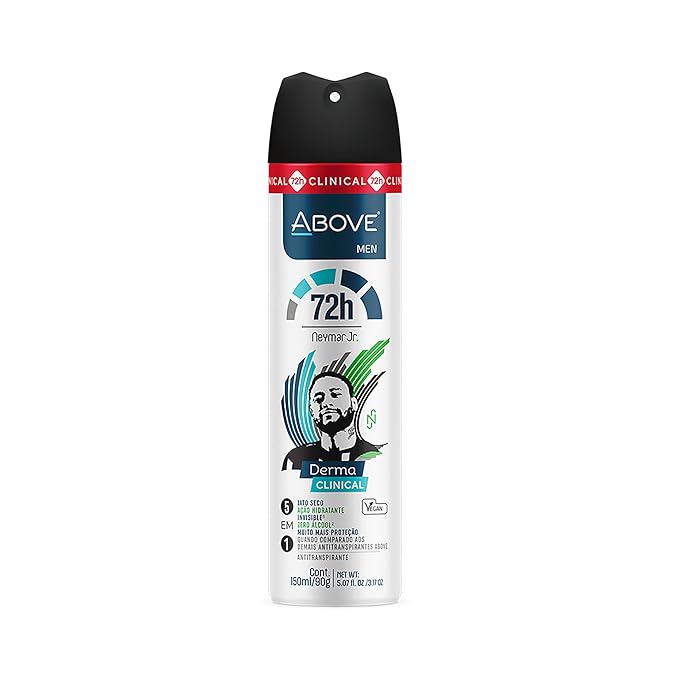 ABOVE Neymar Jr - 72H Antiperspirant Spray Deodorant for Men 5.07 Fl Oz | Aluminum-Free | Fresh Mist, No Stain & Alcohol, Long-Lasting Men's Deodorant Spray | Roses and Tuberoses Fragrance