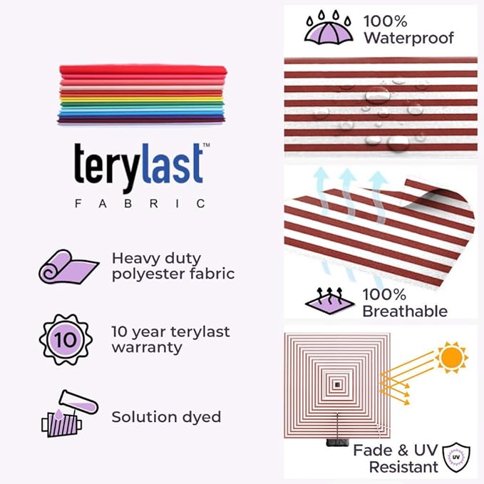 Midtown Umbrellas 9 x 9 Ft Outdoor Cantilever Patio Umbrella w/Terylast Red Stripes Fabric - Rotate 360° Offset Patio Umbrella, Deck Patio Umbrella, Backyard Umbrella & Garden Umbrella - Black Frame