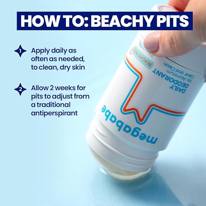 Megababe Beachy Pits Daily Deodorant, Fresh Scent, 2.6 Ounce, Stick