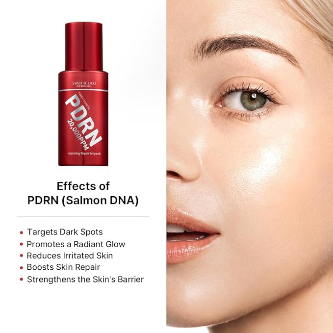 Swanicoco PDRN Hydrating Repair Ampoule Serum Powerful Anti Aging Face and Neck for Skin Turnover Skin Regeneration Wound Healing Korean Skincare, Christmas, Stocking Stuffer 30ml 1Fl Oz