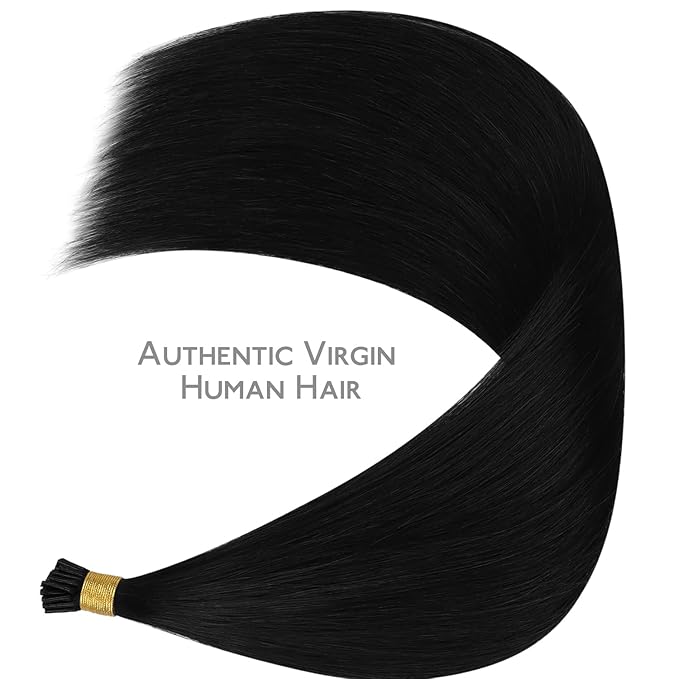 WENNALIFE I Tip Hair Extensions Human Hair, 50g 100s 14 Inch Jet Black Remy Itip Human Hair Extensions Invisible Itips Straight I Tips Fusion Extensions Real Human Hair