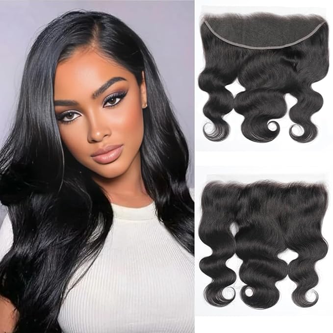 13x4 HD Lace Front Closure Human Hair Body Wave Invisible Frontal HD Lace 13x4 Lace Closure Pre Plucked With Baby Hair 12A Brazilian Raw Human Hair Extensions 16 Inches