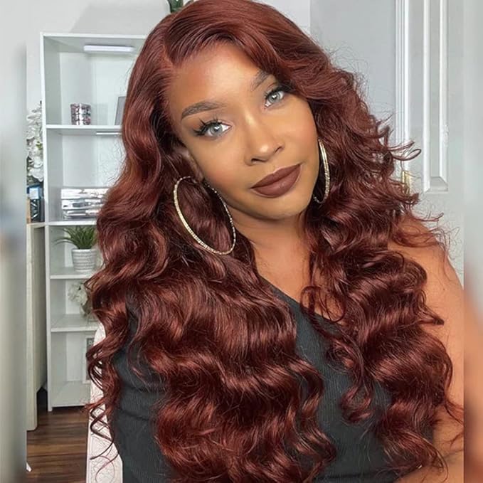 Reddish Brown Human Hair Wig Body Wave 13x6 Lace Front Wigs Human Hair Wigs For Black Women 26 Inch
