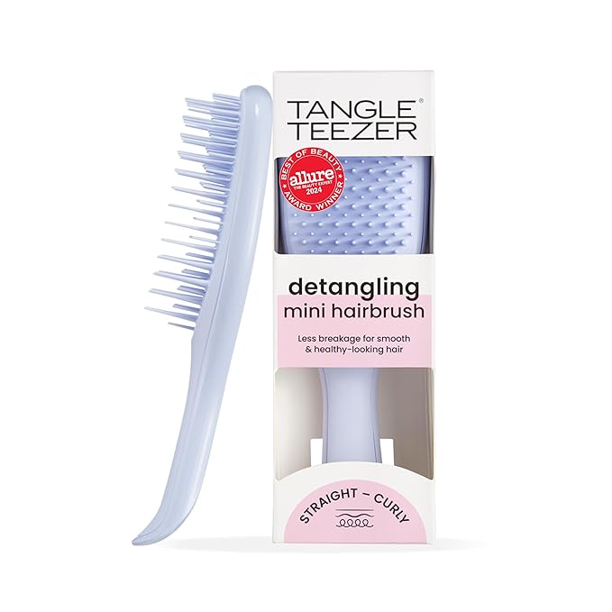 Tangle Teezer Ultimate Detangler Hairbrush, Eliminates Knots & Reduces Breakage, Mini Hair Brush for Travel, Small Hands & All Hair Types, Digital Lavender