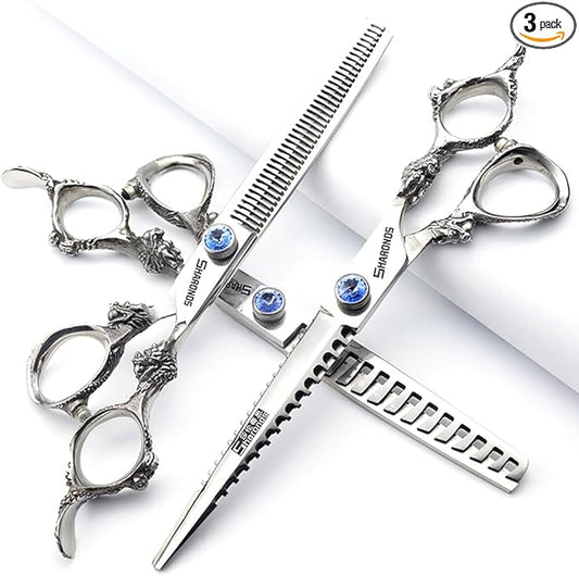 6/7/8/9-inch professional hair clipper set, stainless steel sharp hair clippers, hairdresser specific scissor(7 inches, 3 pieces)