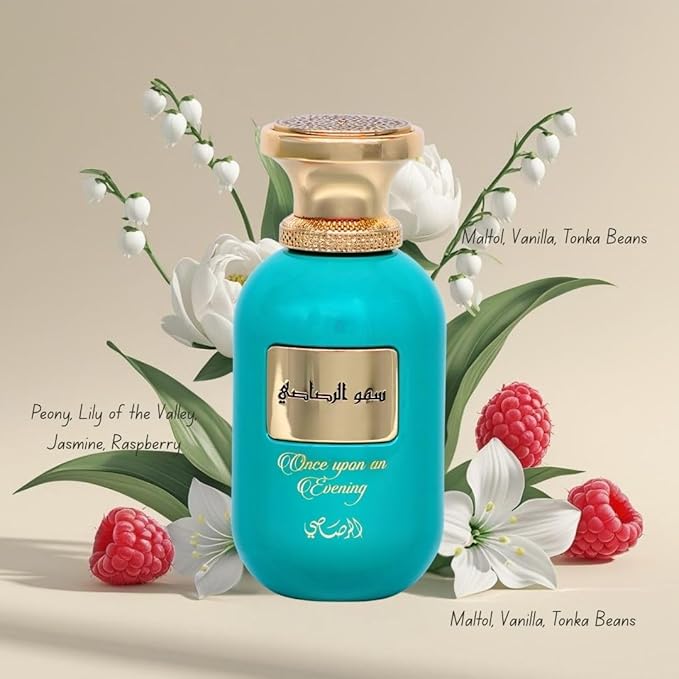 RASASI Somow Al Once Upon an Evening Eau de Parfum Spray 100ml (3.4 oz) | Sweet Vanilla Gourmand Perfume with Peony & Raspberry | Luxurious Unisex Fragrance