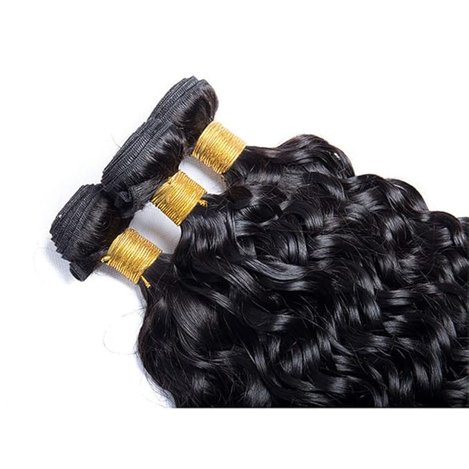Human Hair Bundles Human Hair Water Wave Bundles Wet and Wavy Bundle 14 16 18 inch Double Weft #1B Color