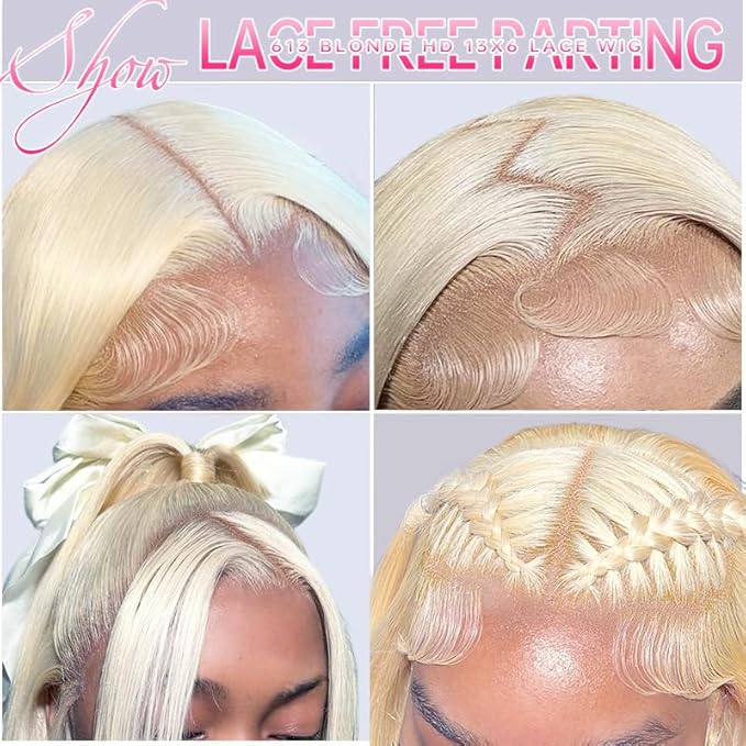 IUPin 613 13x6 Lace Front Wig Human Hair Straight 220% Density Blonde Wig Human Hair 613 HD Lace Frontal Wig Human Hair Transparent HD Lace Pre Plucked for Women 24 Inch