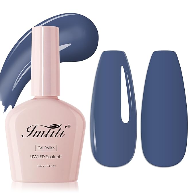 Imtiti Deep Grey Gel Nail Polish, 1Pcs Grey Blue Gel Polish Soak Off UV LED Gel Polish, Long Lasting, Nail Art Manicure Salon DIY at Home for Autumn and Winter (0.34 Fl Oz-1913)