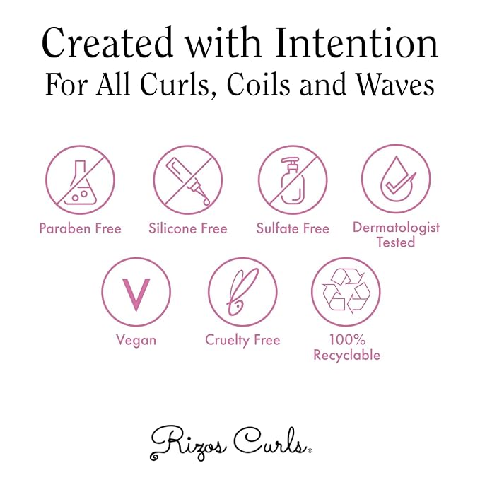 Rizos Curls Travel Light Hold Gel, Defines with Flexible Hold, Flake-Free and Frizz-Free Voluminous Curls, Moisturize and Combat Humidity with Aloe Vera & Flaxseed, 2.5 oz