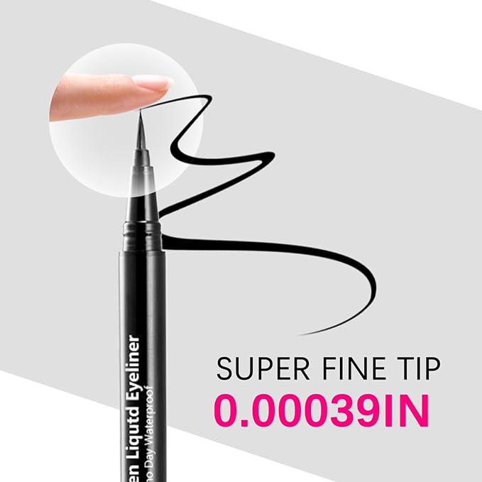 Waterproof Liquid Eye Liner, Stay One Day Makeup with Fine Brush Tip Lasting Satin Finish, Smudge-Proof & Transfer-Resistant (03# Red Brown)