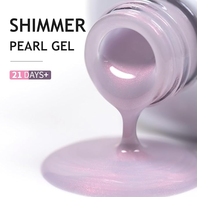 RARJSM Pearl Gel Nail Polish,15ML Pale Purple Pearlescent Gel Polish,Red Shimmer Mermaid Nail Gel Polish Glitter Gel Polish Soak Off LED UV Drawing Swirl Thread Effect for DIY Manicure Use