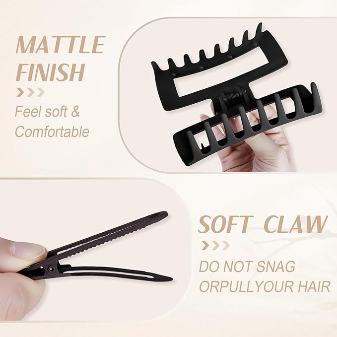 TOCESS 36-Piece Hair Accessories Set: Large Black Claw Clips, Hair Ties Damage No & Styling Duck Bill Clips Alligator, Designed for Women and Girls with Thick Hair, Ideal for Ponytails and Braids.