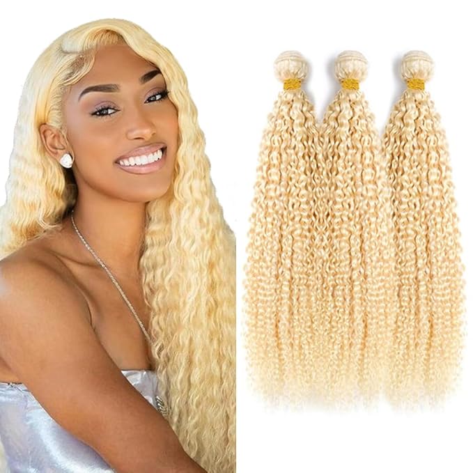 26 26 26 Inch Blonde Loose Wave Bundles 613 Curly Wave Bundle 613 Blonde Human Hair 3 Bundles Brazilian Virgin Hair Extensions