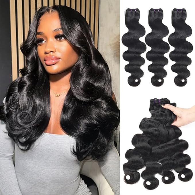 16A Body Wave Bundles Human Hair 16 18 20 Inch 100% Unprocessed Raw Vietnamese Human Hair Bundles Body Wave 3 Bundles Remy Virgin Hair Bundles Deals Natural Black Color