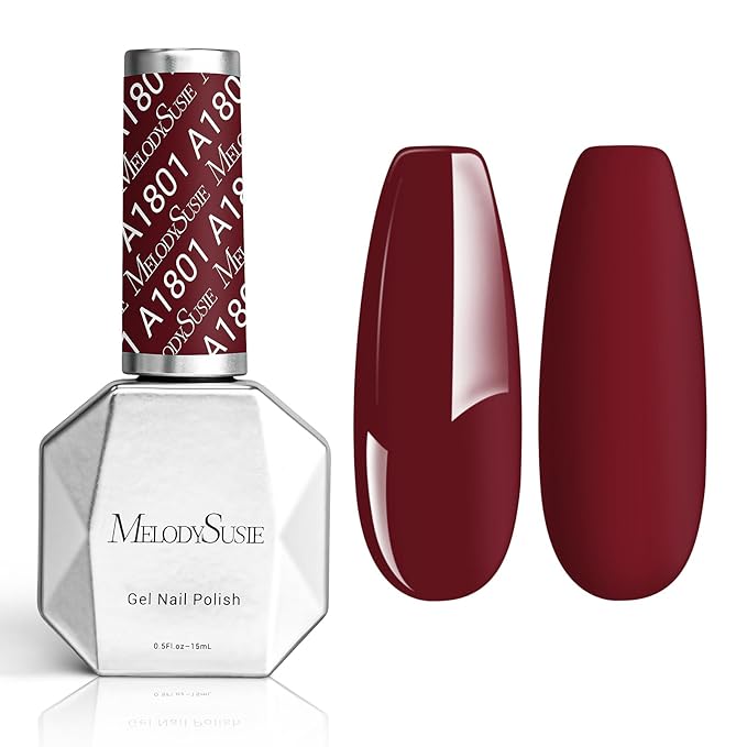 MelodySusie Thick Red Gel Nail Polish,0.5fl oz Soak Off UV LED Dark Red Gel Polish Christmas Gift for Women Nail Art Manicure Salon DIY Nail Design Decoration at Home-A1801