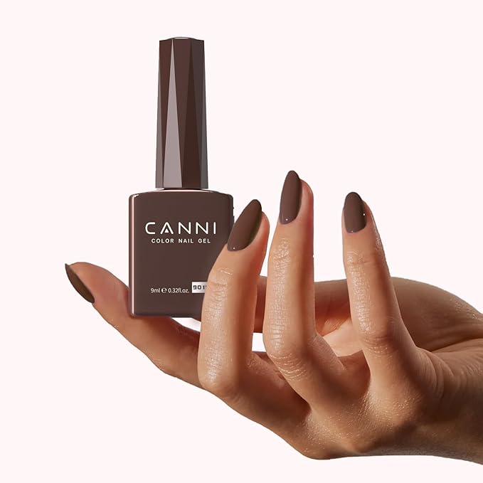 CANNI Brown Gel Nail Polish, 1Pcs Dark Brown Gel Polish Chocolate Coffee Color High Gloss Soak Off U V Nail Manicure Salon DIY