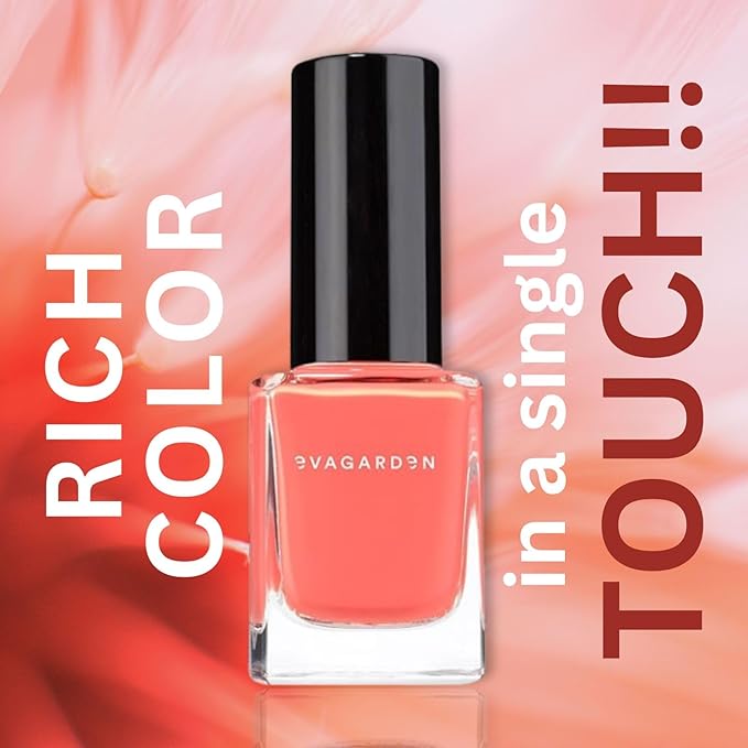 EVAGARDEN Sea Water Resistant Nail Polish - Saturated Color with Thin Film Coating - Attractive, Durable and Smooth Coverage - Clean Formula, No Harsh Substances - 705 Living Coral - 0.34 oz