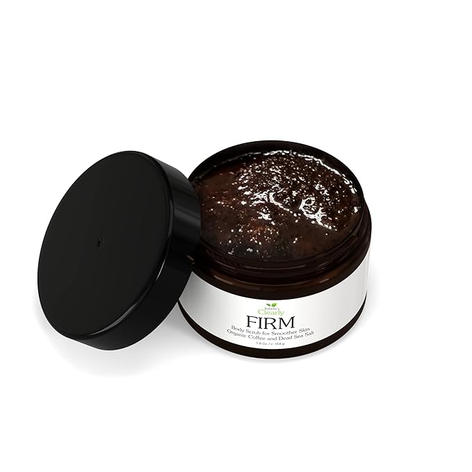 Clearly FIRM, Exfoliating Coffee and Dead Sea Salt Body Scrub | Cellulite and Stretch Mark Treatment | 100% Organic Arabica and Rich Oils Firm, Tone, Exfoliate, Moisturize | Made in USA