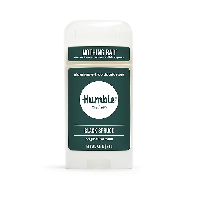 HUMBLE BRANDS Original Formula Aluminum-free Deodorant. Long Lasting Odor Control with Baking Soda and Essential Oils, Black Spruce, Pack of 1