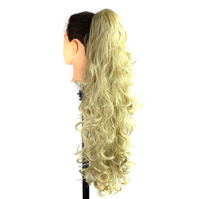 S-ssoy 31"(78cm) Women's Curly Pony Tail Hair Piece Synthetic Claw Clip Ponytail Wavy Long Curled in Hair Extension Extensions Long/Voluminous Wig Hairpieces for Women Girls Lady, 24B-613#