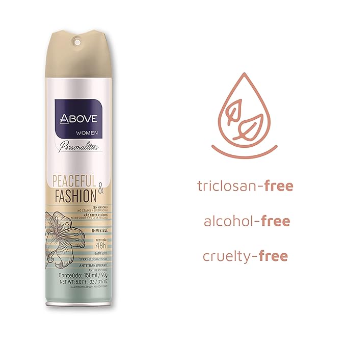 ABOVE 48 Hours Personalities Antiperspirant Deodorant, Peaceful and Fashion, 3.17 oz - Spray Deodorant for Women - Notes of Lily and Peach - No Stain