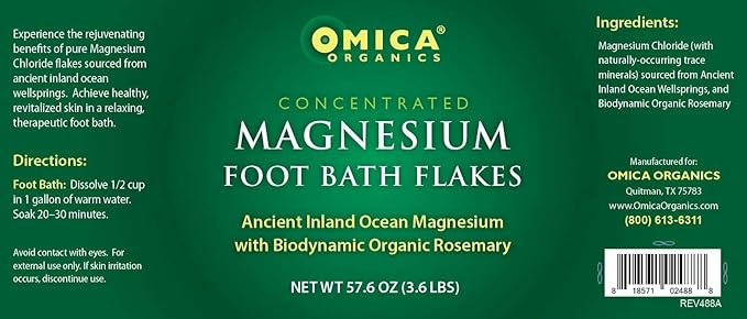 Magnesium Foot Bath Flakes with Biodynamic Organic Rosemary (3.6 lbs)