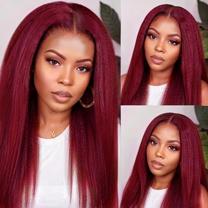 30 32 34 inch 99j Bundles Human Hair Burgundy Yaki Straight Bundles Red Human Hair Bundle 99J Yaki Bundle