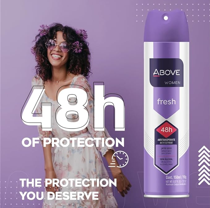 ABOVE Fresh - 48 Hours Antiperspirant Deodorant Set for Women - Dry Spray Protects Against Sweat and Body Odor - Leaves No White Marks - Delicate Scent - Cruelty and Alcohol Free - 4 pc