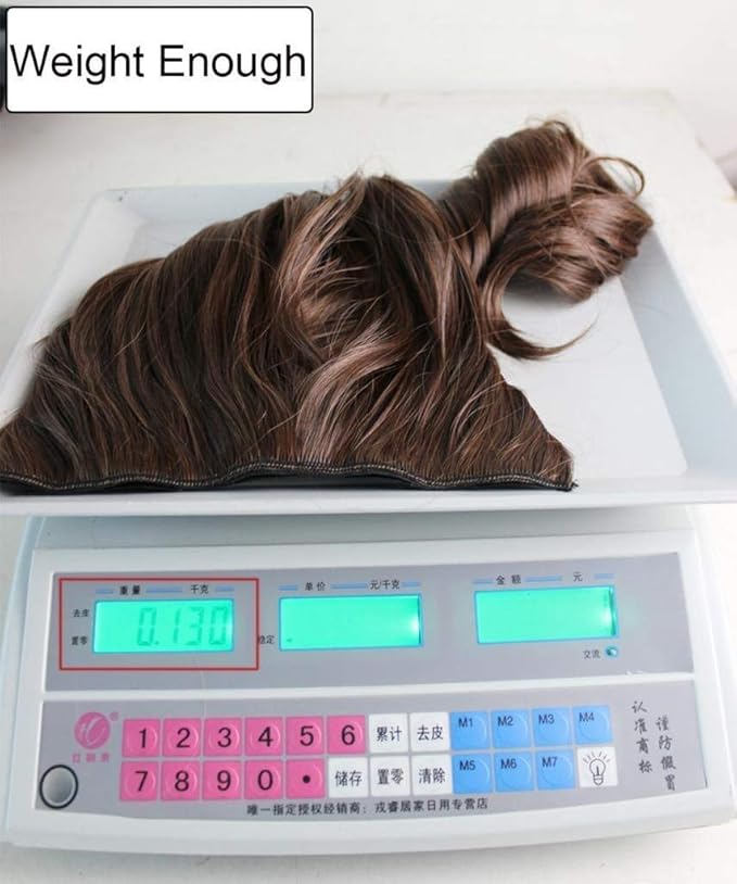REECHO 14" 1-Pack 3/4 Full Head Curly Wavy Clips in on Synthetic Hair Extensions HE008 Hairpieces for Women 5 Clips 3.6 Oz per Piece - Medium Warm Brown
