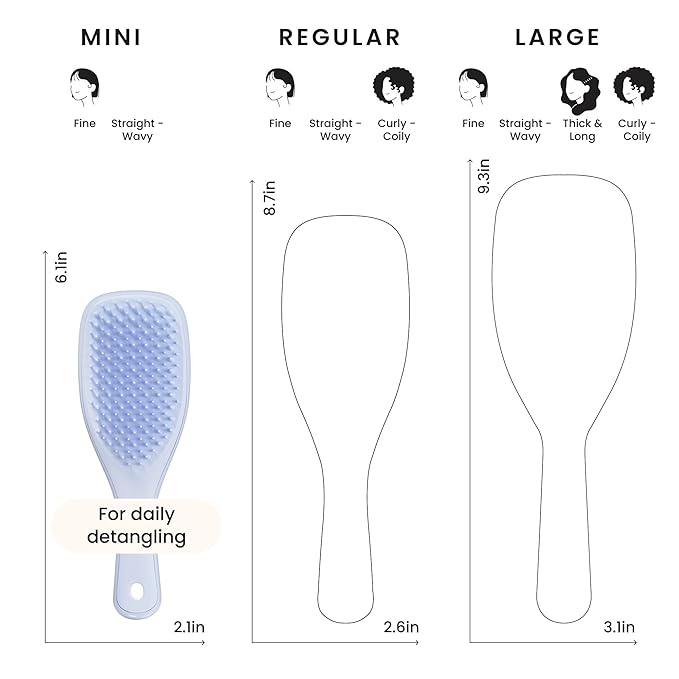 Tangle Teezer Ultimate Detangler Hairbrush, Eliminates Knots & Reduces Breakage, Mini Hair Brush for Travel, Small Hands & All Hair Types, Digital Lavender