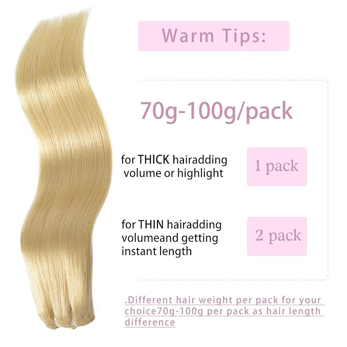 Clip in Hair Extensions Real Human Hair Bleach Blonde 12 inch 7pcs 70g/Pack, Human Hair Clip in Extensions, Salon-Grade Quality, Easy Comfort Wear for Women (#613, 12 inch)