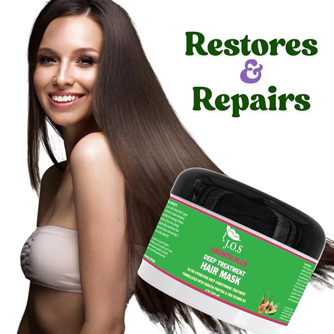 J'Organic Solutions Deep Treatment Hair Mask for Growth & Thickness - Nourishing Frizzy Curly Hair Mask with Amino Acids & Protein Complex for Silky Hair