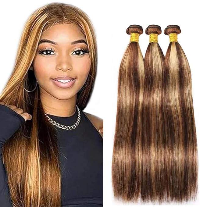 P427 Human Hair Bundles 27 Straight Bundle 20 22 24 Inch Human Hair Color P4/27 Straight Bundle Brazilian Virgin Hair 3 Bundles