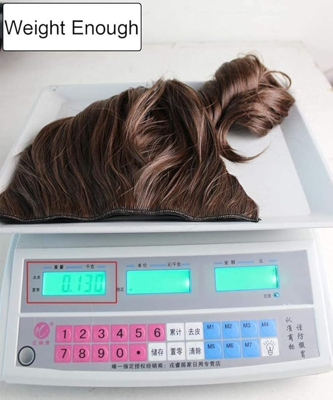 REECHO 14" Short Length 1-Pack 3/4 Full Head Curly Wavy Clips in on Synthetic Hair Extensions HE008 Hairpieces for Women 5 Clips 3.6 Oz per Piece - Black Brown