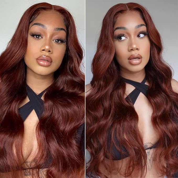 Reddish Brown Human Hair Wig Body Wave 13x6 Lace Front Wigs Human Hair Wigs For Black Women 20 Inch