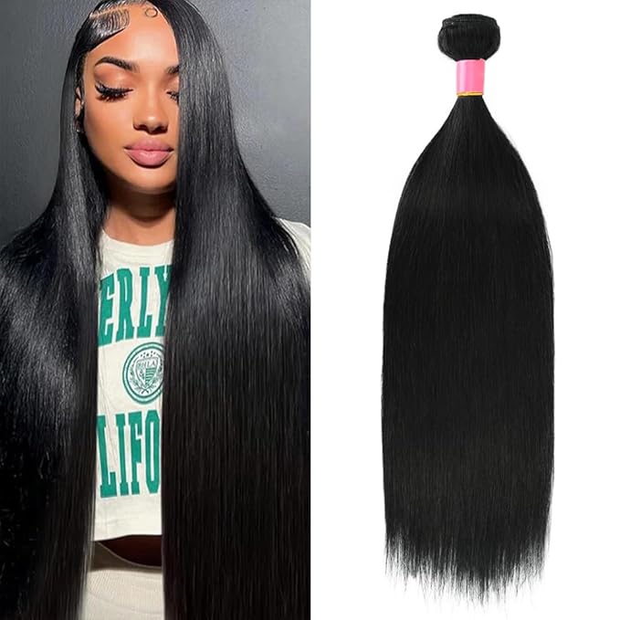 26 Inch Straight Human Hair Bundles 100% Unprocessed Straight Hair Bundles 12A Grade Virgin Double Weft Natural Black