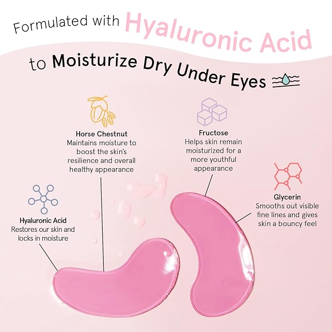 grace & stella Award Winning Under Eye Mask - Valentines Day Gifts for Her, Self Care Gifts for Women- Reduce Dark Circles, Puffy Eyes, Wrinkles, Under Eye Patches - Vegan (24 Pairs, Pink)