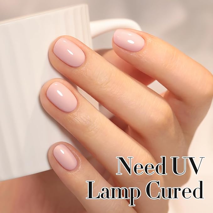 Double Rhythm 0.50 OZ Gel Polish Hema Free Same Color Same Bottle Golden Round Translucent Neutral Natural Milky 15 ML Jelly UV Polish Art DIY at Home (Nude Pink-C1332)