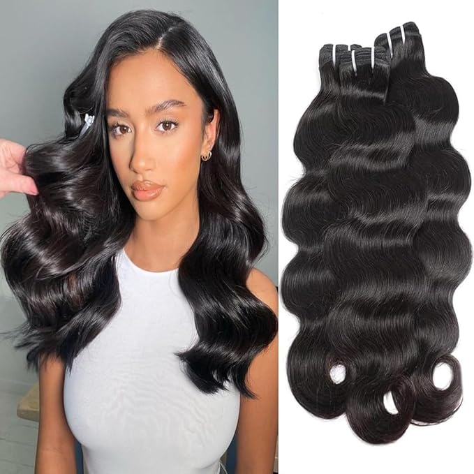 12A Human Hair Bundles 16 18 20 Inch Body Wave Bundles Human Hair 100% Unprocessed Brazilian Virgin Quick Weave Natural Black