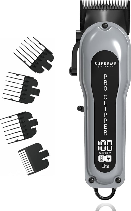 Supreme Trimmer Pro Clipper Lite | 210 Min Run Time Professional Hair Cutting Tool Set + Hair Comb, Scissors & Fade Blade | STC5000