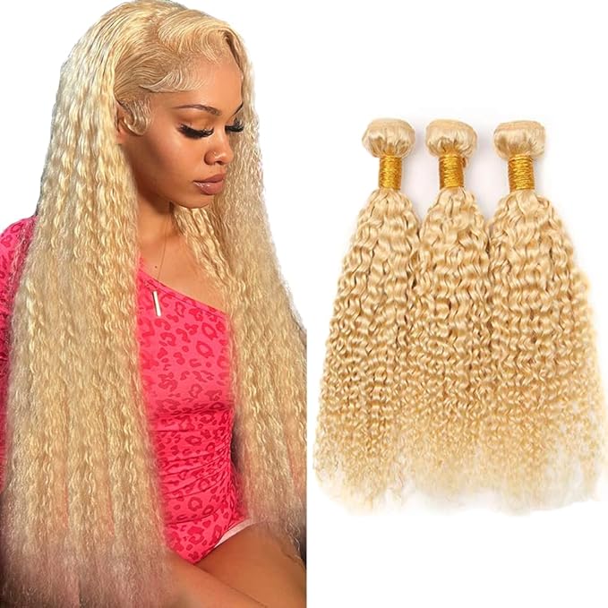 30 30 30 Inch Blonde Loose Wave Bundles 613 Curly Wave Bundle 613 Blonde Kinky Curly Human Hair 3 Bundles Brazilian Virgin Hair Extensions