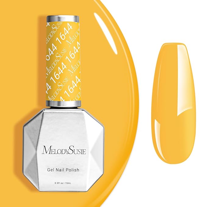 MelodySusie Jelly Yellow Gel Nail Polish,0.5fl oz Soak Off UV LED Bright Transparent Yellow Gel Polish Nail Art Manicure Salon DIY Nail Design Decoration at Home Christmas Gift for Women-1644