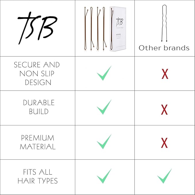 TSB Leeno No.3 Bronze Bob Pins Set of 30 – 3.0 Inch Bob Pins Designed by Styling Experts for Firm Hold – 3X Retention, Slideproof, Extra Durable, Premium Quality – Revolutionize Your Hair Style