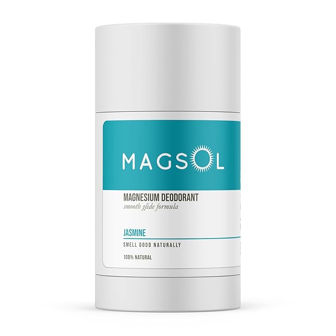 MAGSOL Magnesium Deodorant for Women, Aluminum Free, Baking Soda Free, Natural Deodorant for Sensitive Skin, Long Lasting Odor Protection with Sweet Almond Oil, Jasmine 2.6 oz