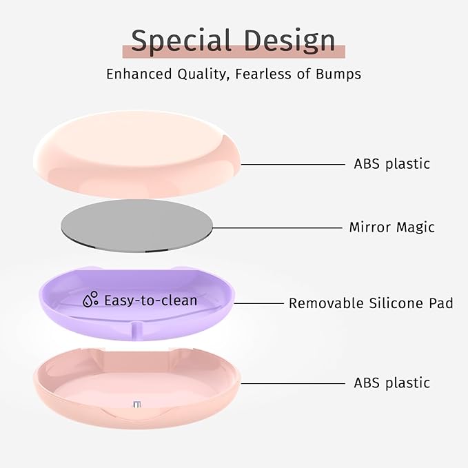 2Pack Retainer Case with Mirror, Compatible with Invisalign, Orthodontic Aligner Case with Removal Tool and Brush, Pink